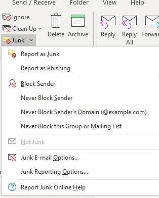Report phishing in Outlook